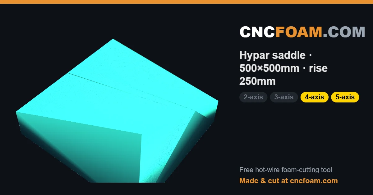 Hypar saddle · 500×500mm · rise 250mm