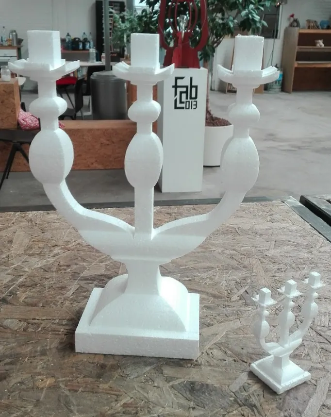 candlabra - 3 candle holder decor piece — real cut photo